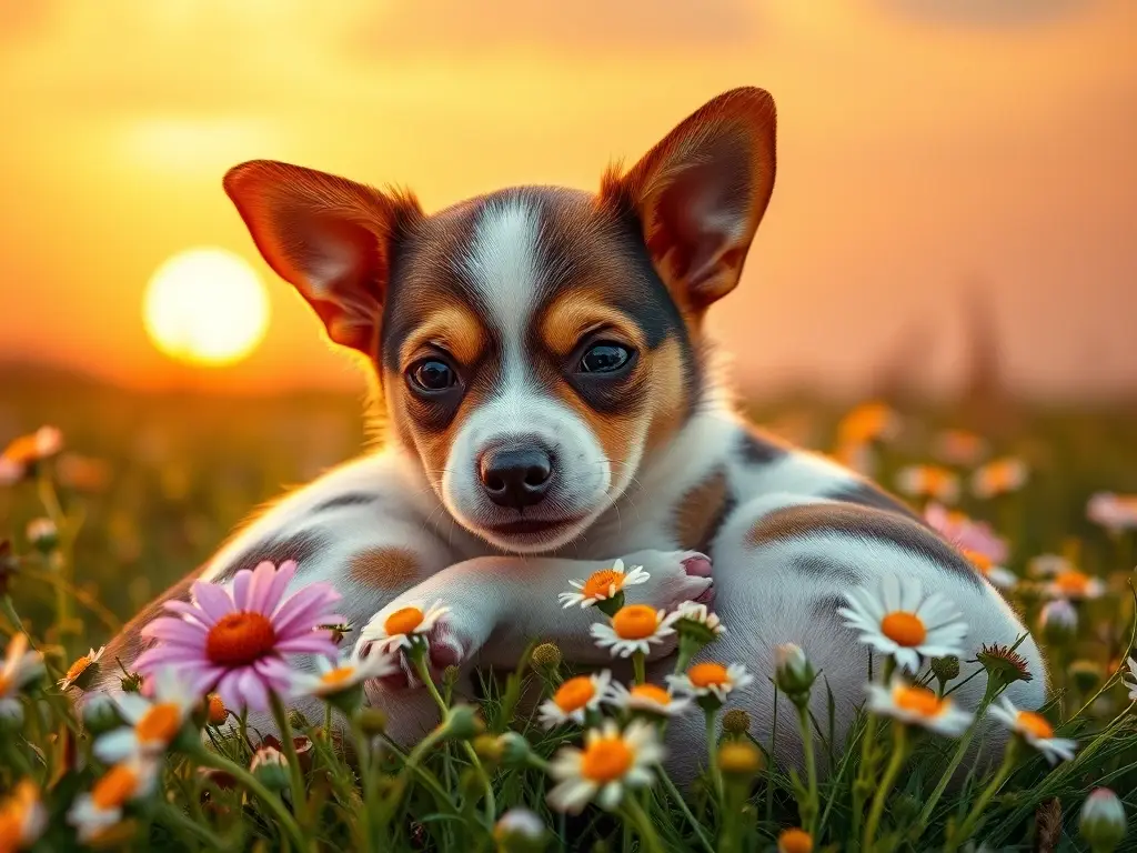 Reproducción artística con alta resolución, retrato majestuoso de un cachorro Jack-Chi