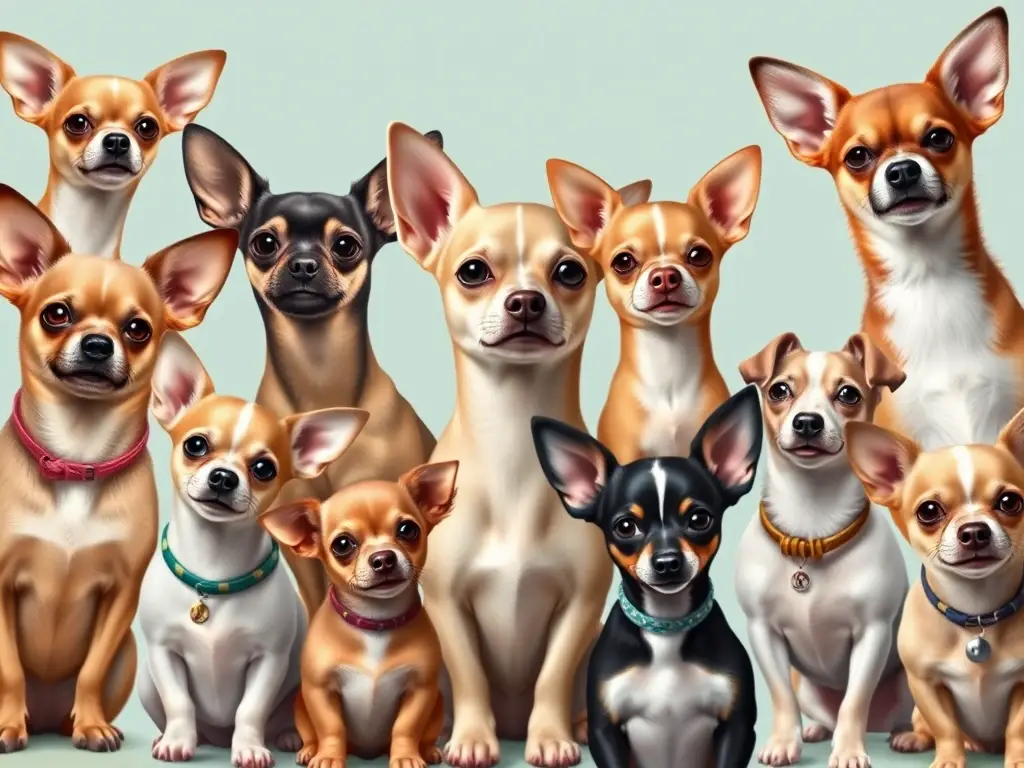 Illustration de portada de magazine sobre razas de chihuahuas