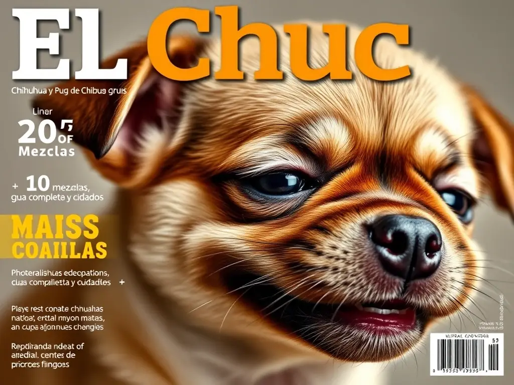 Foto realista del mix de Chihuahua y Pug sonriente