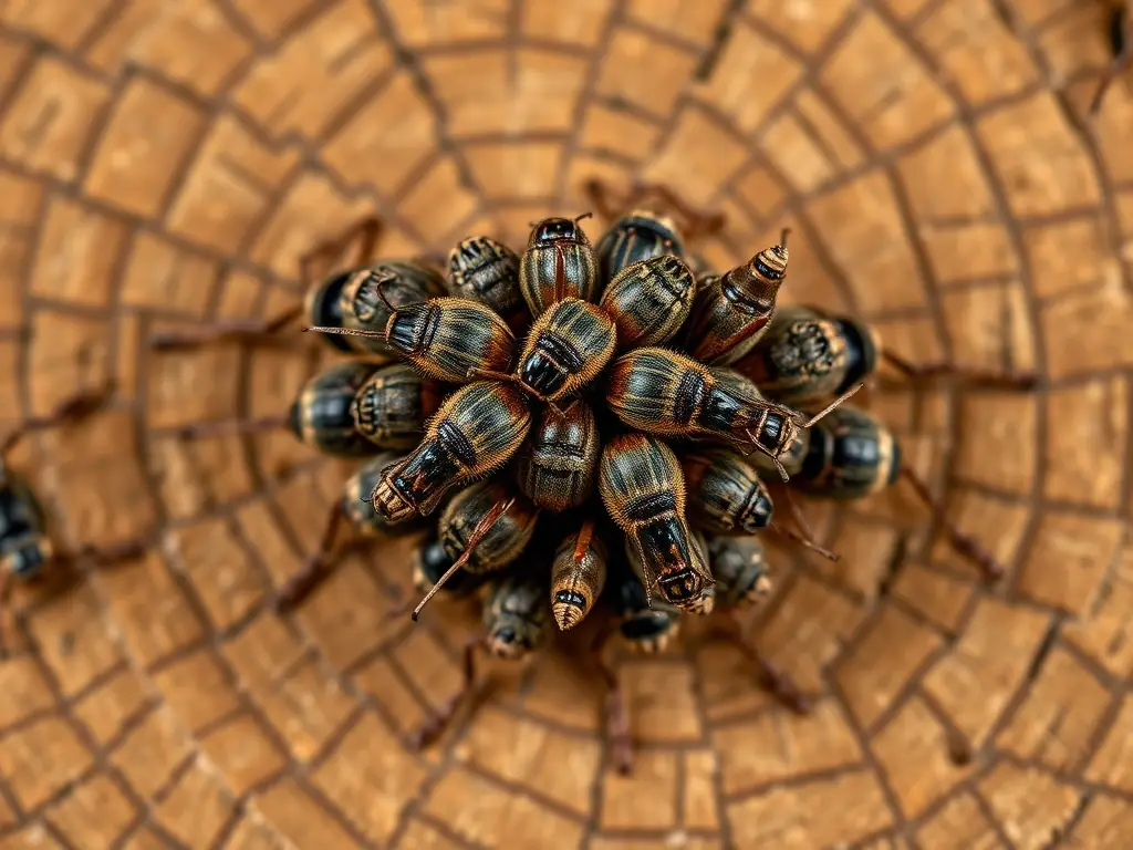 Fotografía realista de chinches de cereales en un fondo rústico