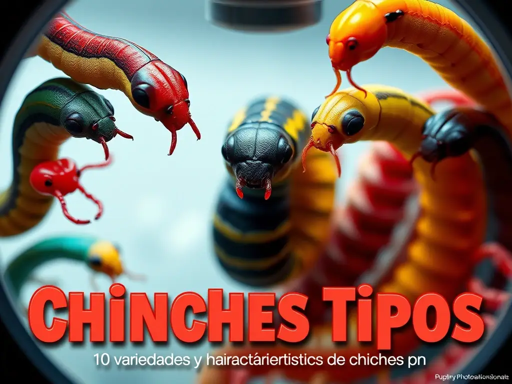 Imagen realista de 10 especies de gusanos de Guinea españoles a gran escala