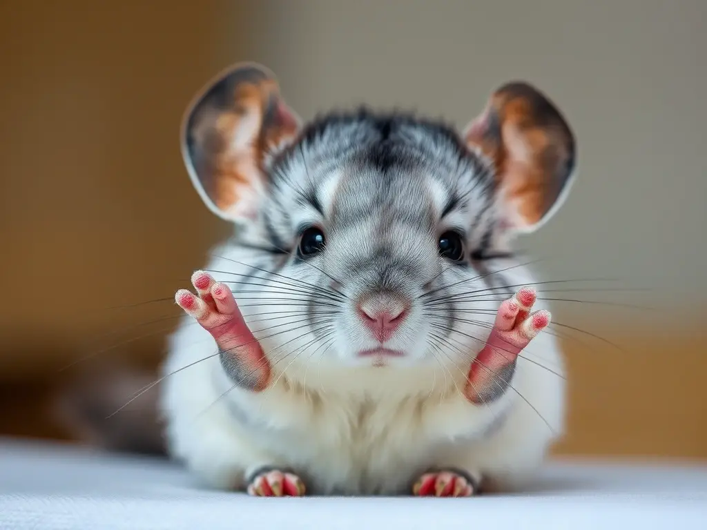 Fotografía de chinchilla fotorealista, con enfoque nítido y detalles precisos