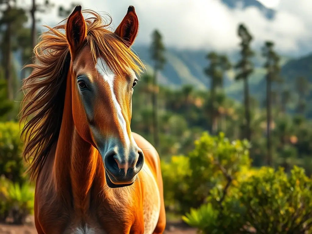 Imagen artística fotorealista de un mustang centroamericano en Chiapas, México
