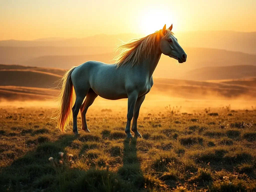 Majestuoso caballo fantasma en estepas europeas