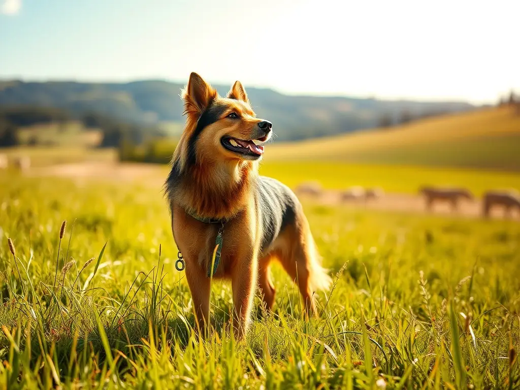 Fotografía fotorealista de un perro feliz en Uruguay