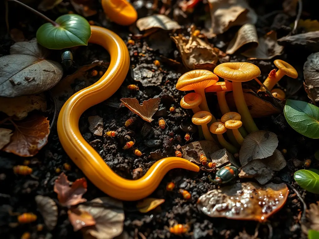 Detalle fotográfico del ecosistema descomponedor del bosque