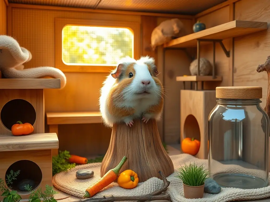 Cobaya Himalaya feliz en hábitat natural exuberante