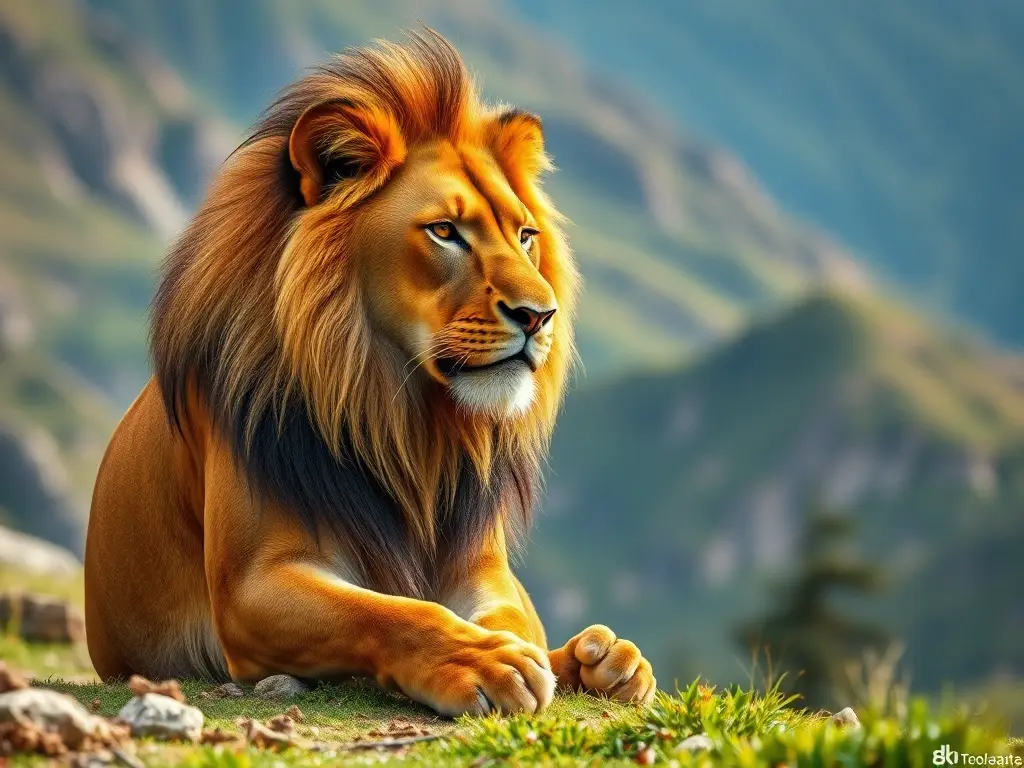 Fotografía realista de un león roedor Himalayano en un escenario natural