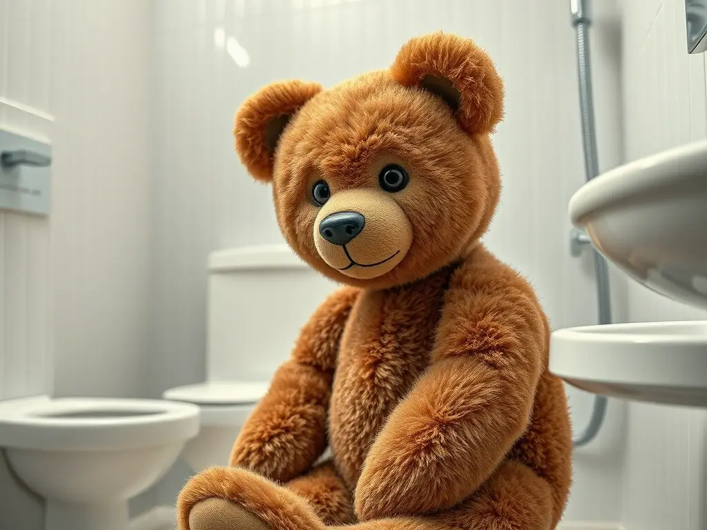 Fotografía real de un oso de peluche con detalles impecables