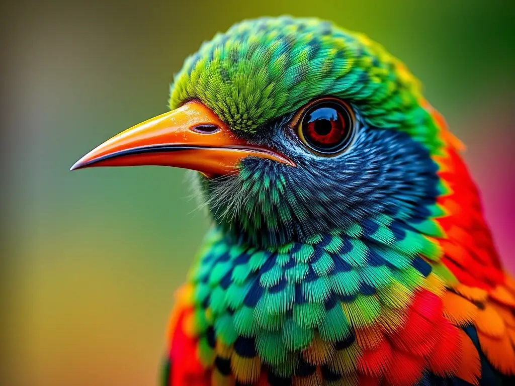 Fotografía realista de un colibrí en su hábitat