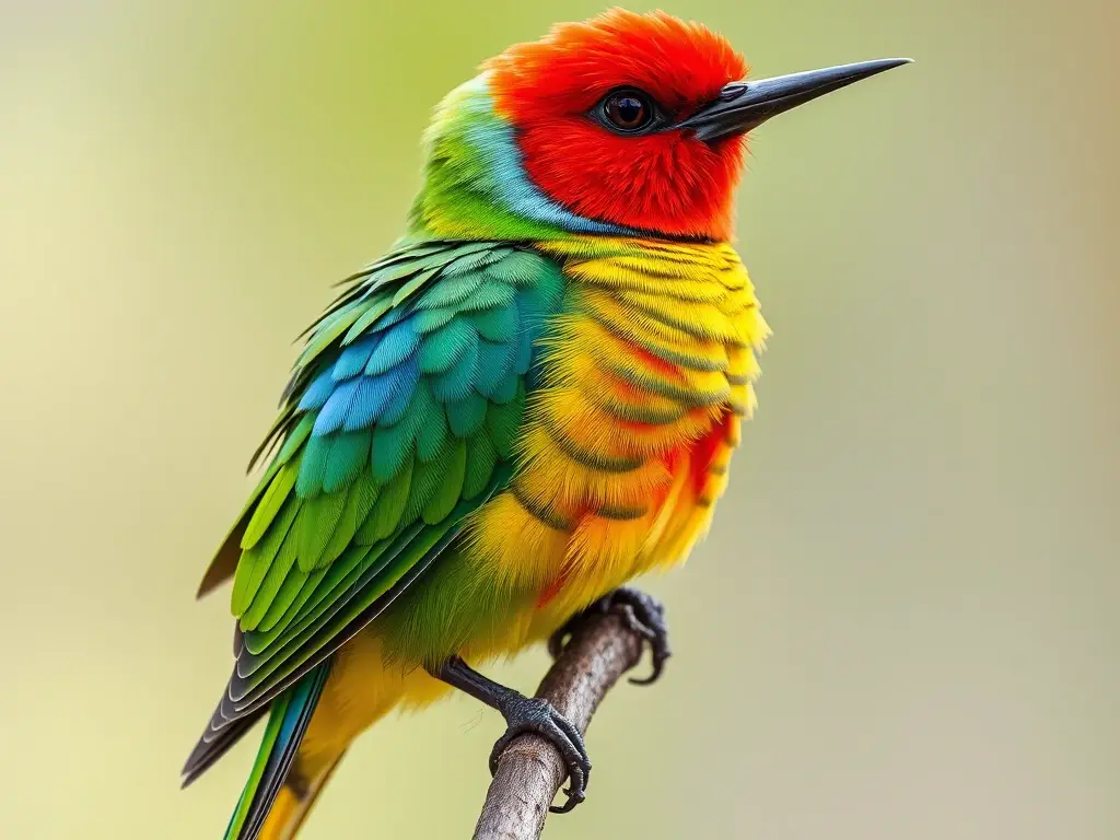 Fotografía de un colibrí parlante de alta resolución, con plumaje detallado y natural
