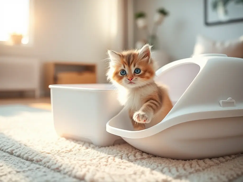 Gatito curioso, caja blanca, fotorealismo vibrante
