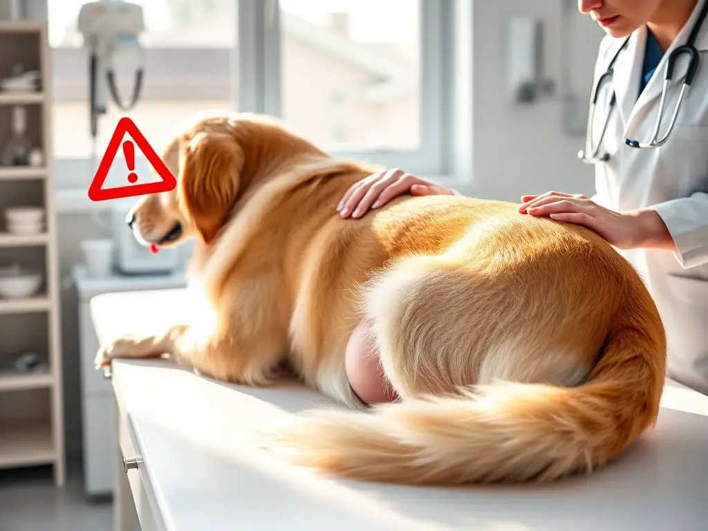 Veterinario cuida perra embarazada en examen