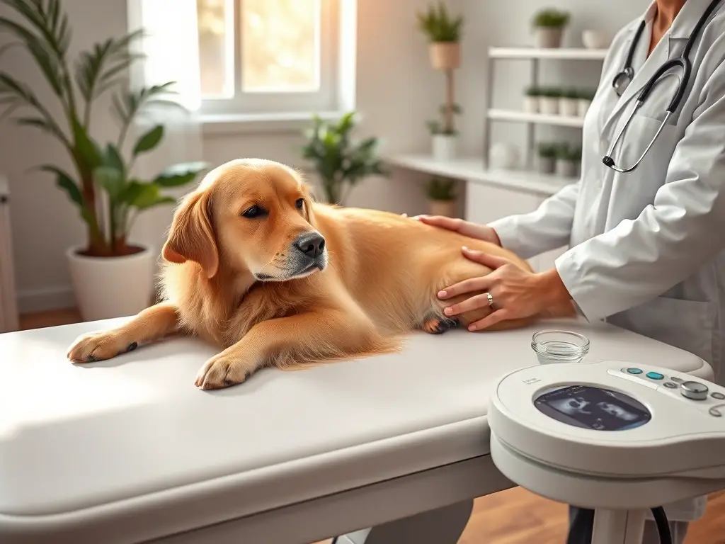 Veterinaria: perra embarazada, ecografía de cachorros