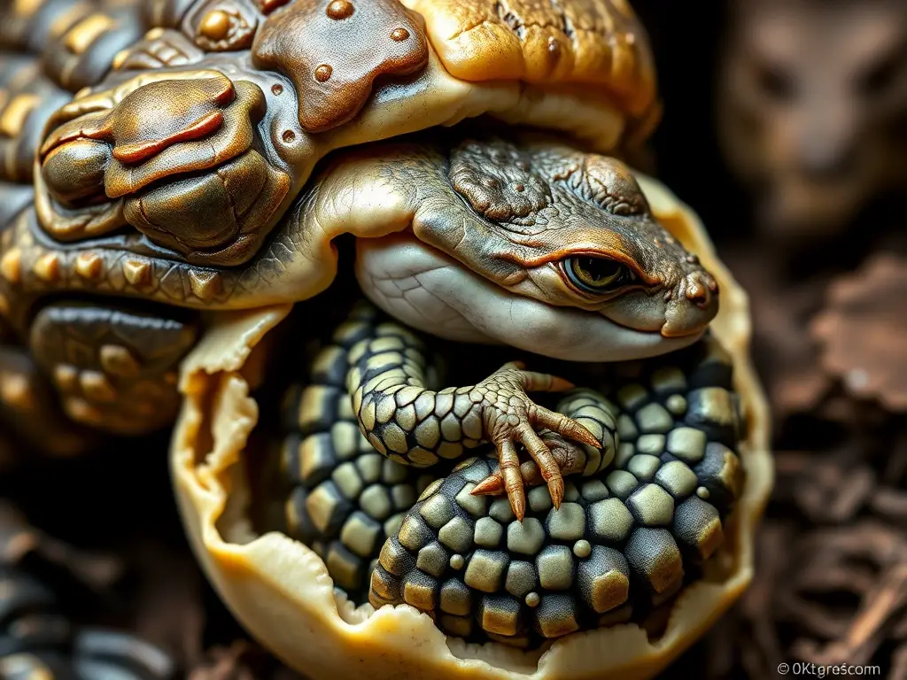 Imagen realista de un cocodrilo bebé que se expande de su huevo