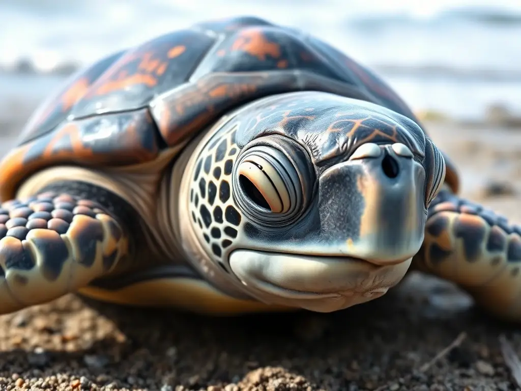Fotorealista de tortuga de cuero en el mar, con detalles acertados