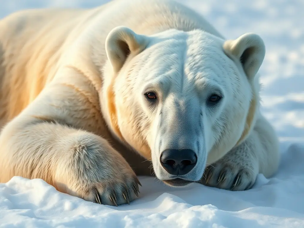 Un retrato fotográfico realista de una polar en un paisaje de nieve