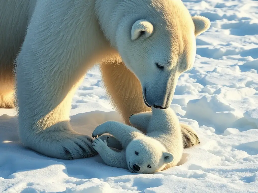 Illustration de madre polar con cub: natural