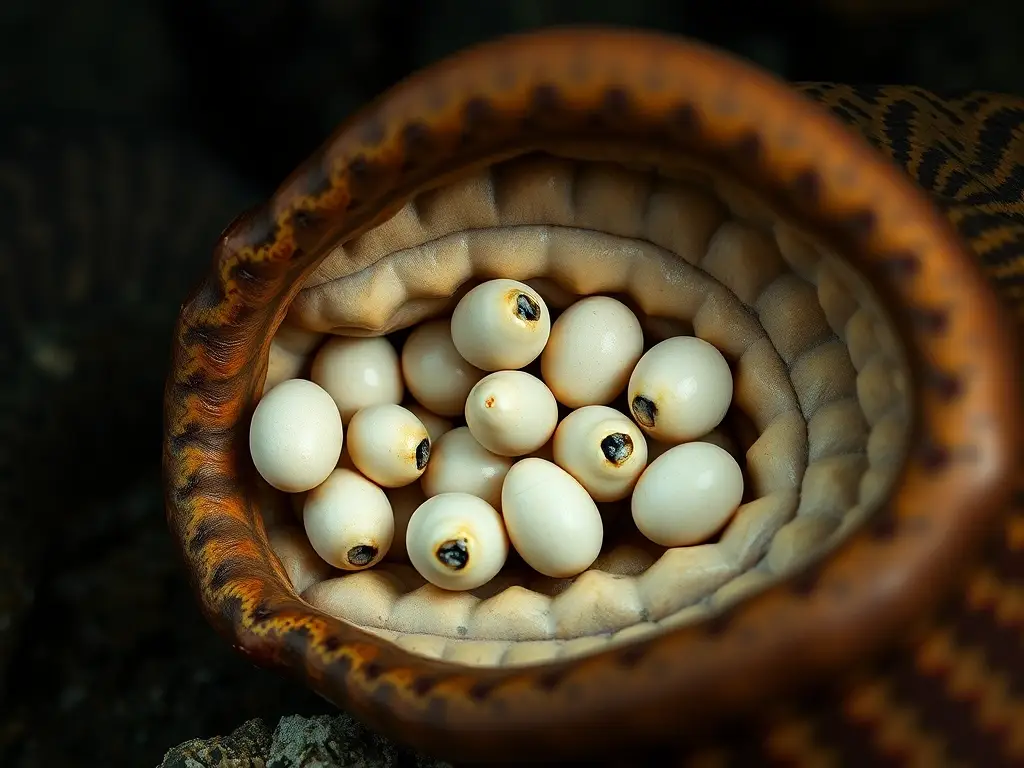 Imagen realista de vientre de moray con huevos, sin texto ni marcas