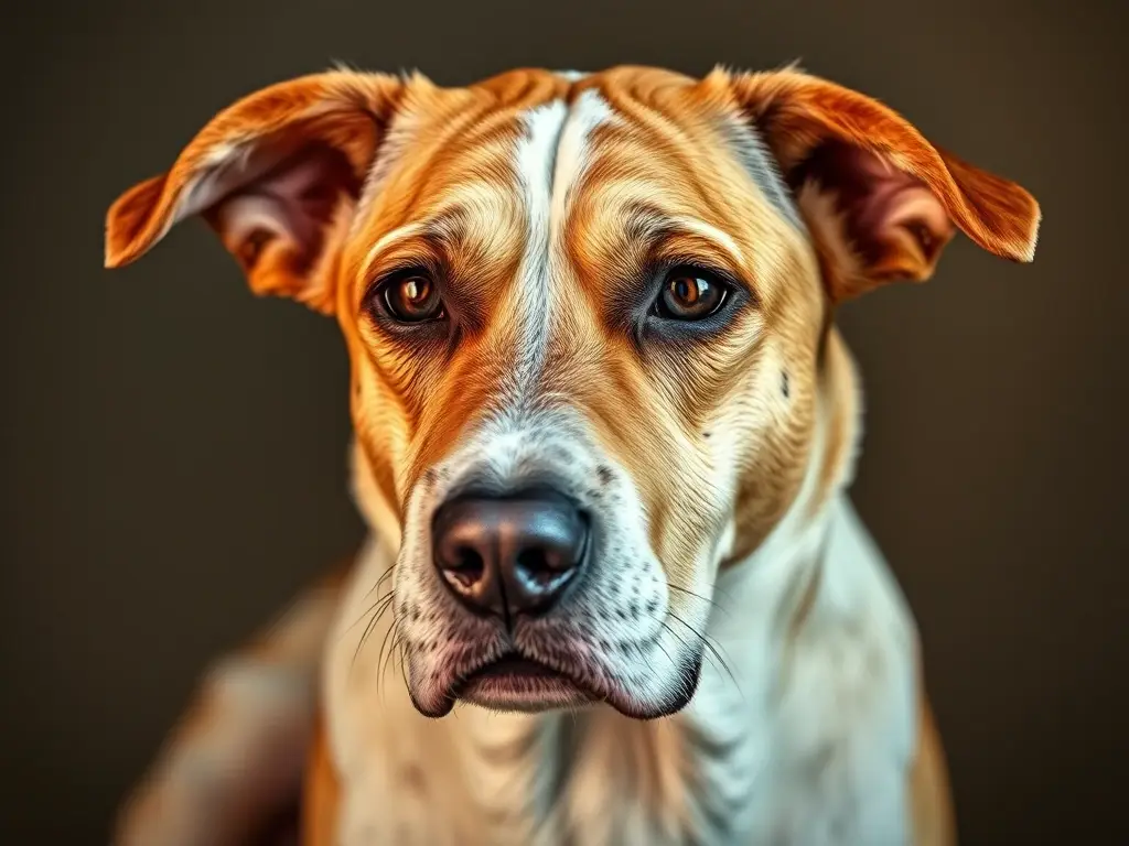 Un retrato realista de un perro triste en la muerte