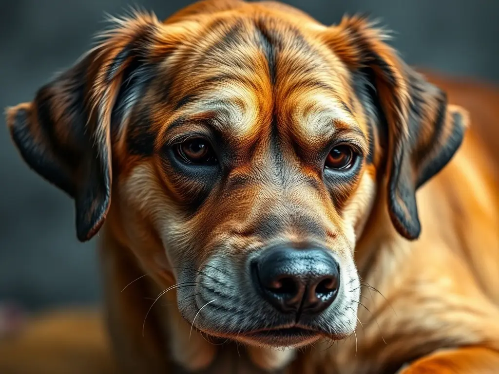 Foto realista de un perro mayor enfermo en un examen de órganos