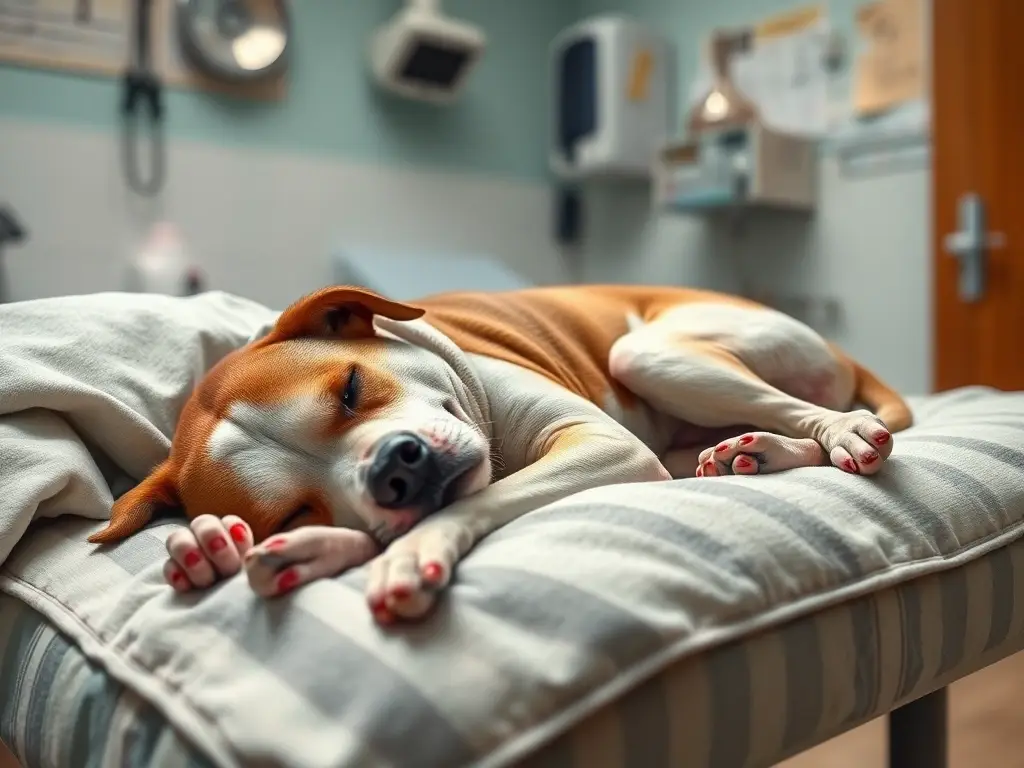 Foto realista de un perro viejo descansandoPeacefulmente en una cama de veterinario