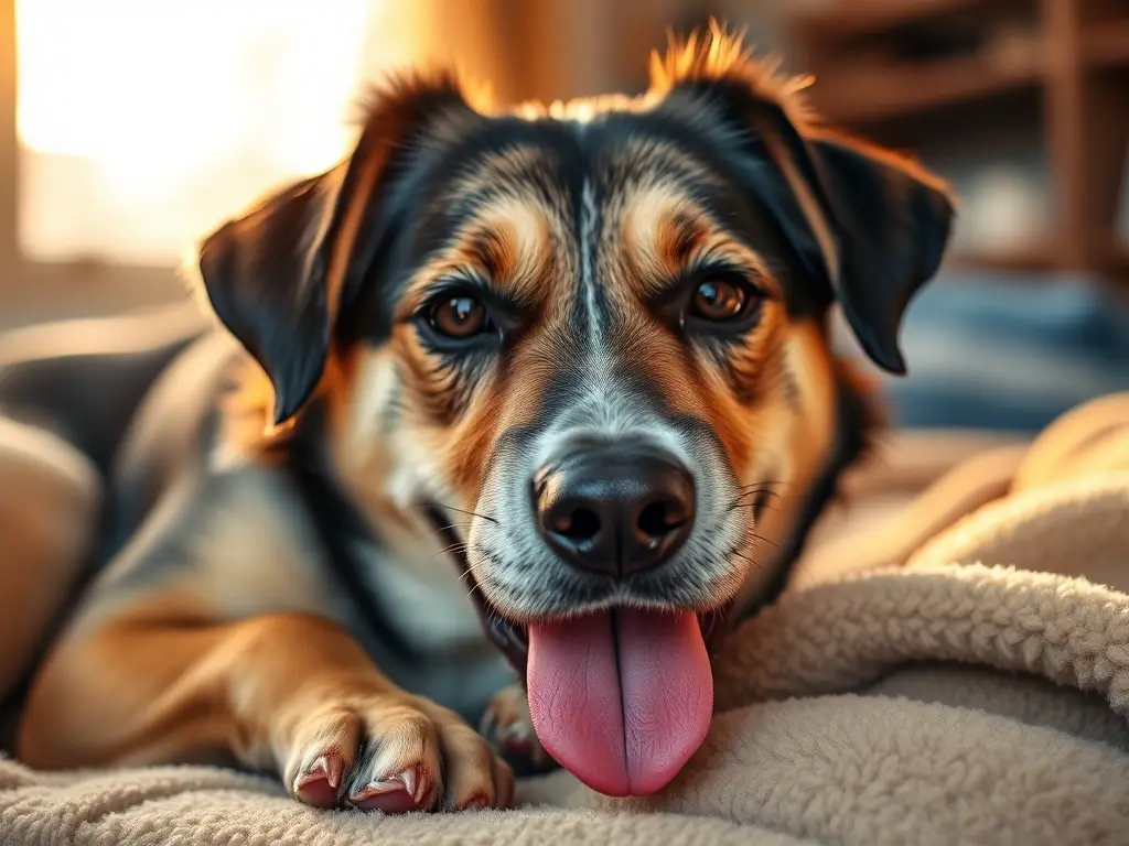 Perro mestizo enfermo, retrato cercano y detallado