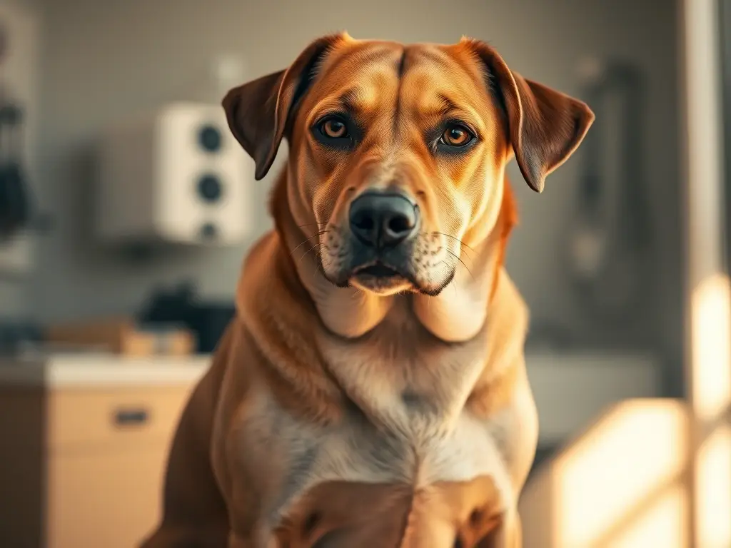 Primer plano realista de perra embarazada