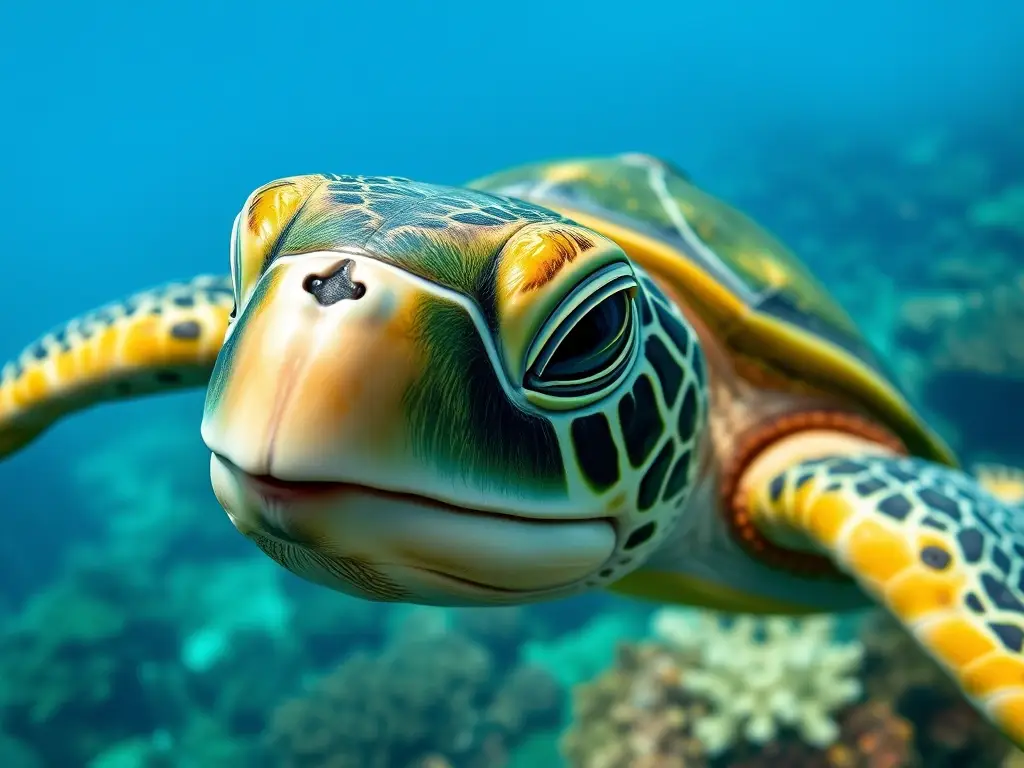 Una fotorealista de tortuga marina