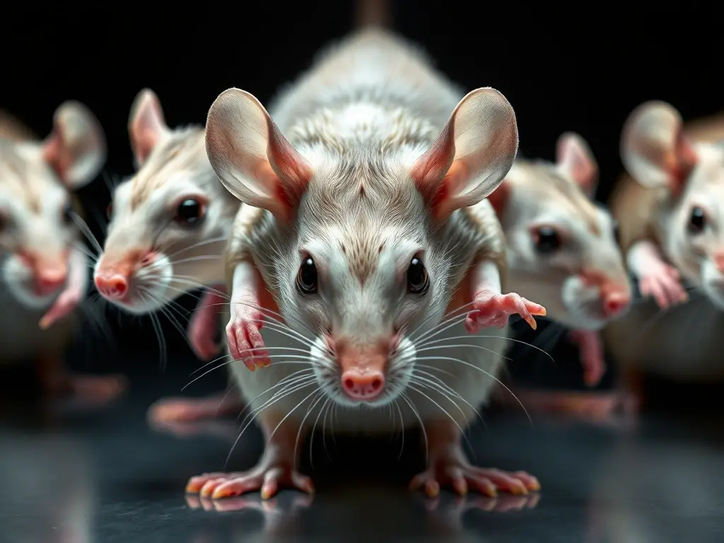 Fotografía realista de ratas en laboratório para estudio de reproducción