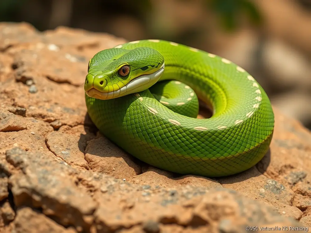 Imagen realista de una serpiente arbórea verde