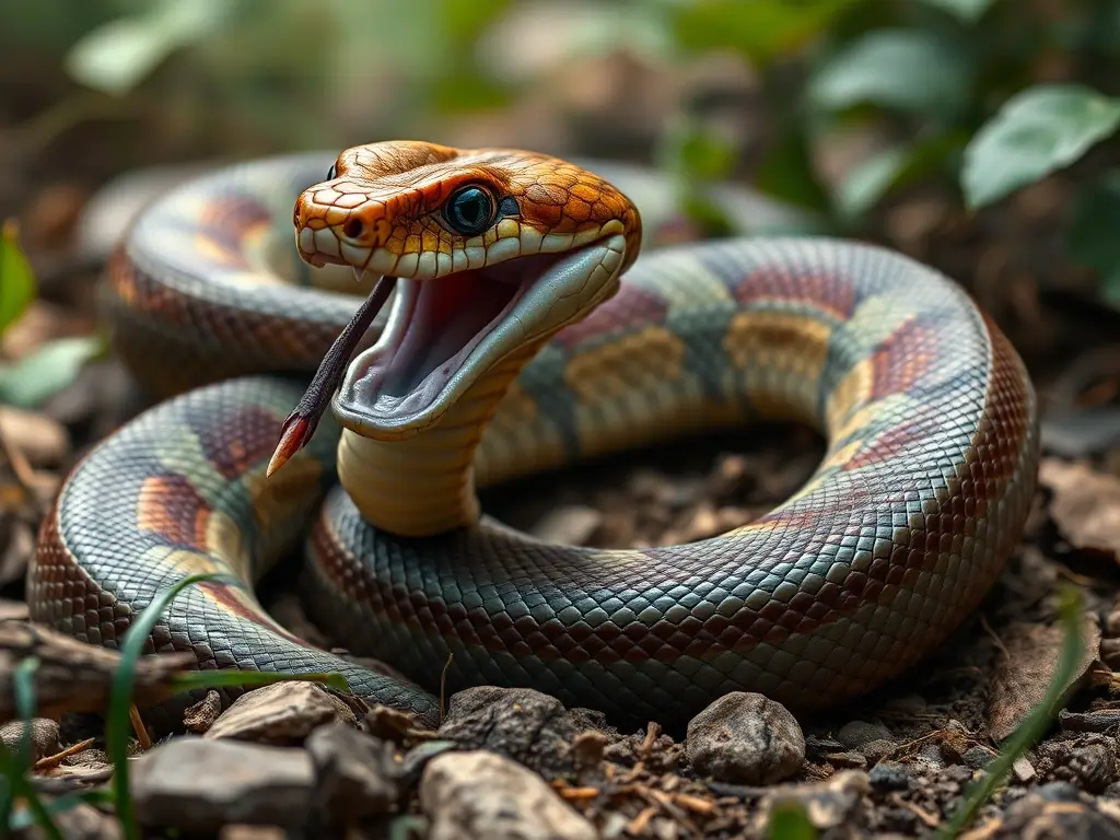Illustration de viper realista en hábitat natural