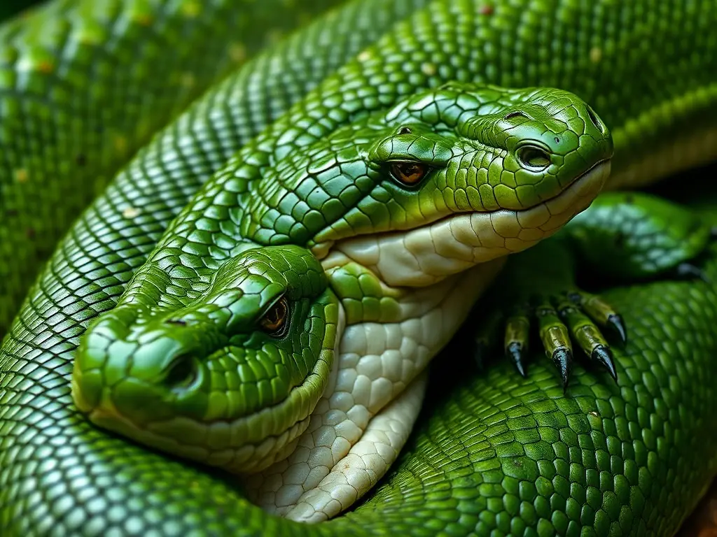 Fotografía realista de anaconda que muda de piel