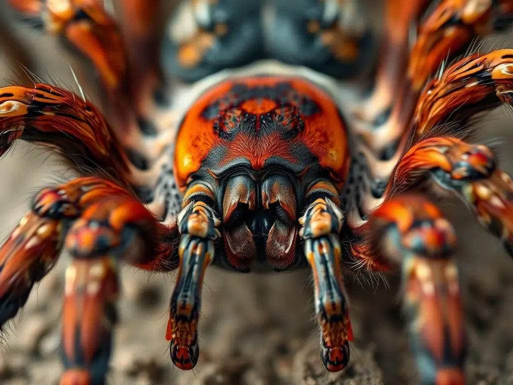 Un retrato fotorealista de tarántula mexicana roja-extrema