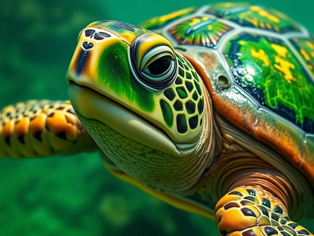 Collage fotorealista de tortugas con patrones únicos