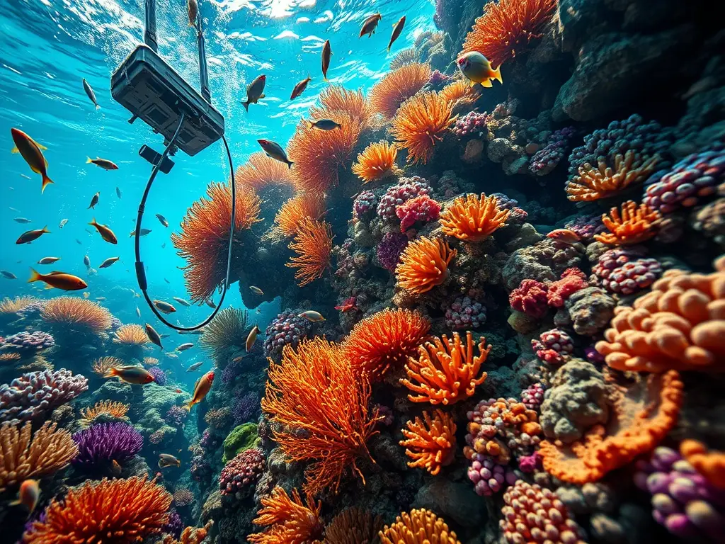 Un paisaje submarino realista y brillante con vida coral