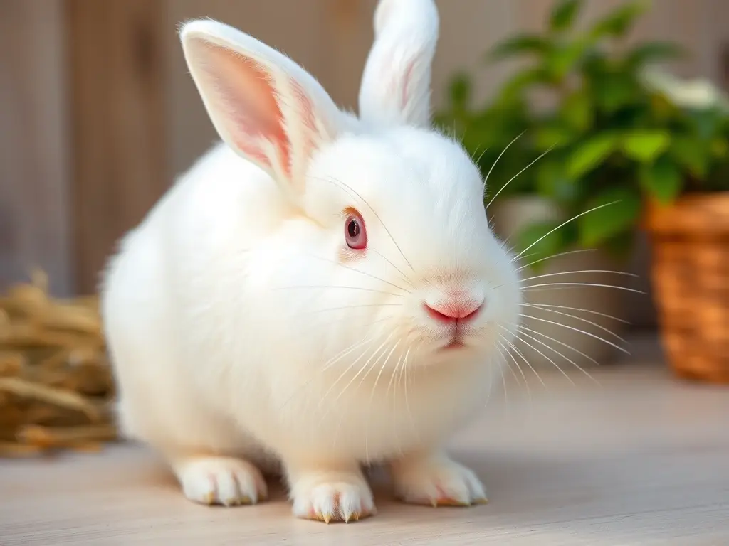 Retrato ultra‑realista de conejo albino de Florida