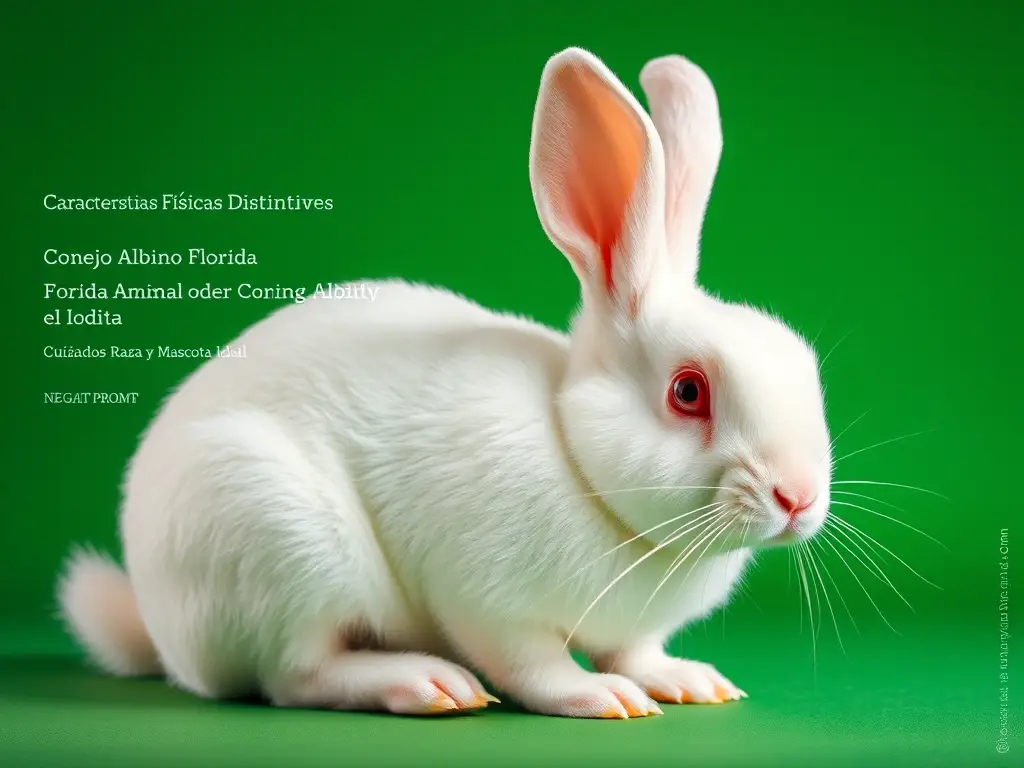 Foto realista de conejo albino de Florida, cuidado