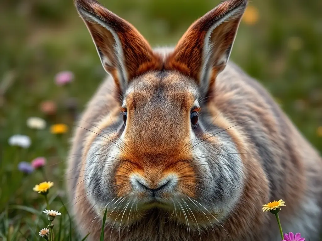 Foto de un conejo de raza Flemish gigante, realista, con detalles impecables