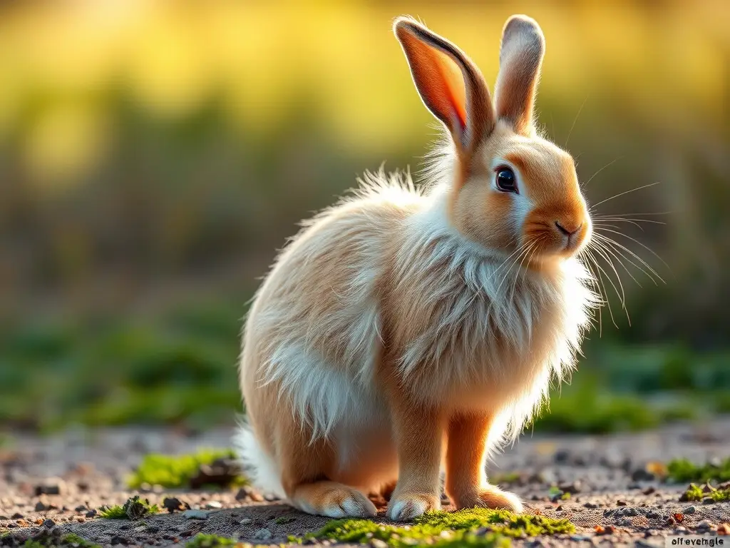 Una imagen realista de un conejo angora