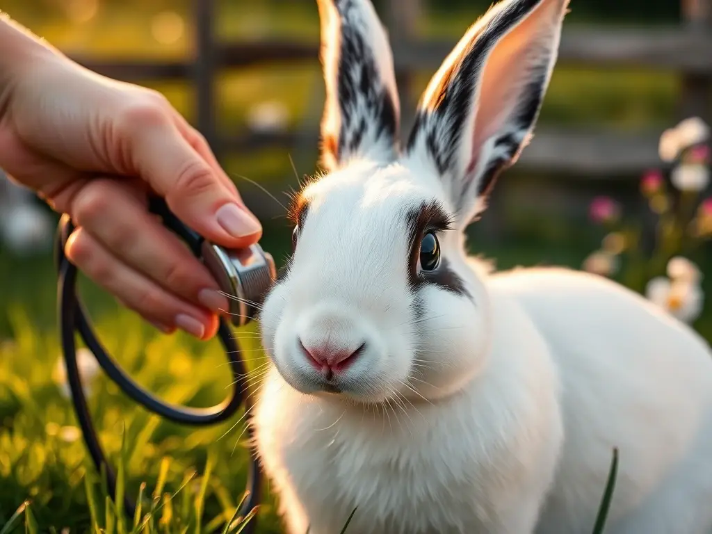 Conejo Hotot sano examinado en prado