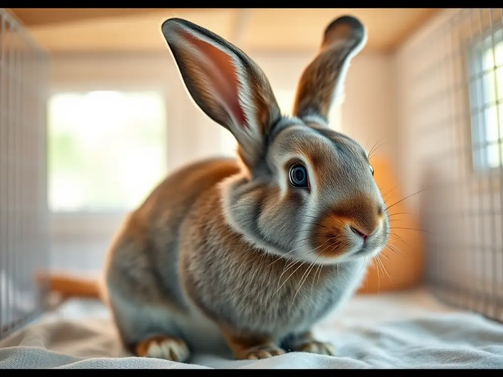 Foto realista de un conejo Hotot con calma