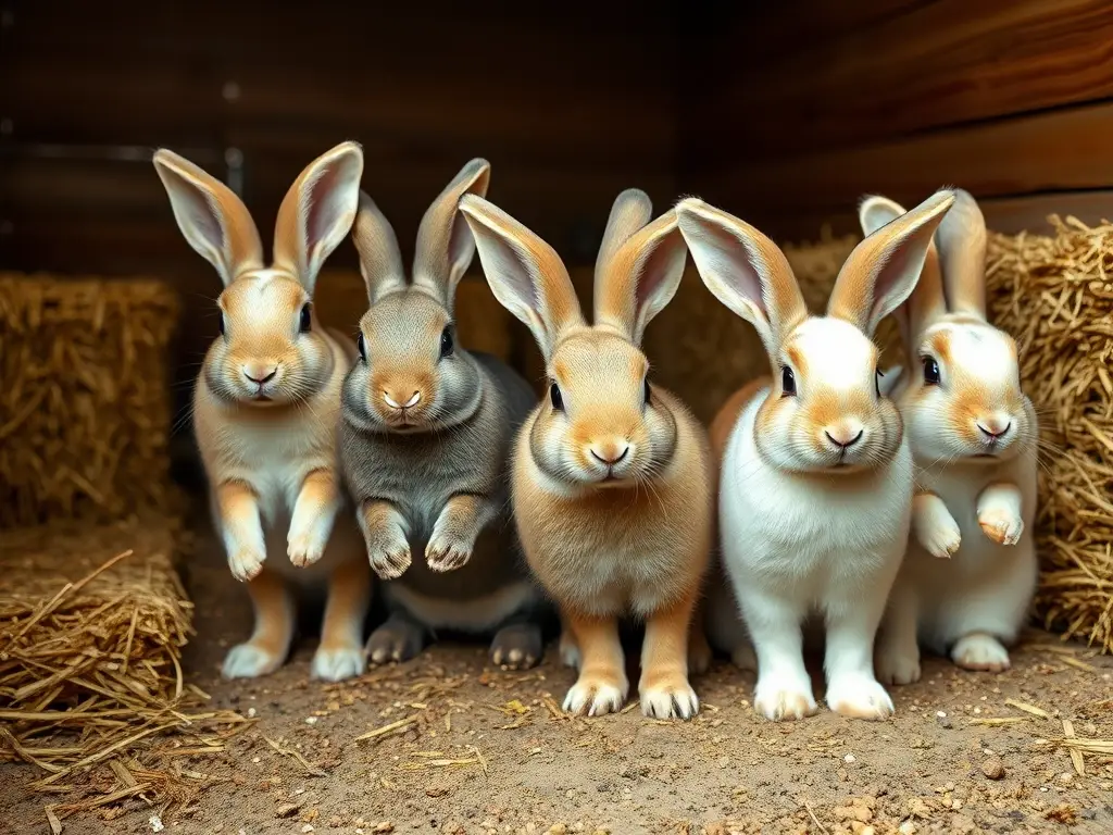 Una imagen realista de un grupo de conejo en un ambiente óptimo