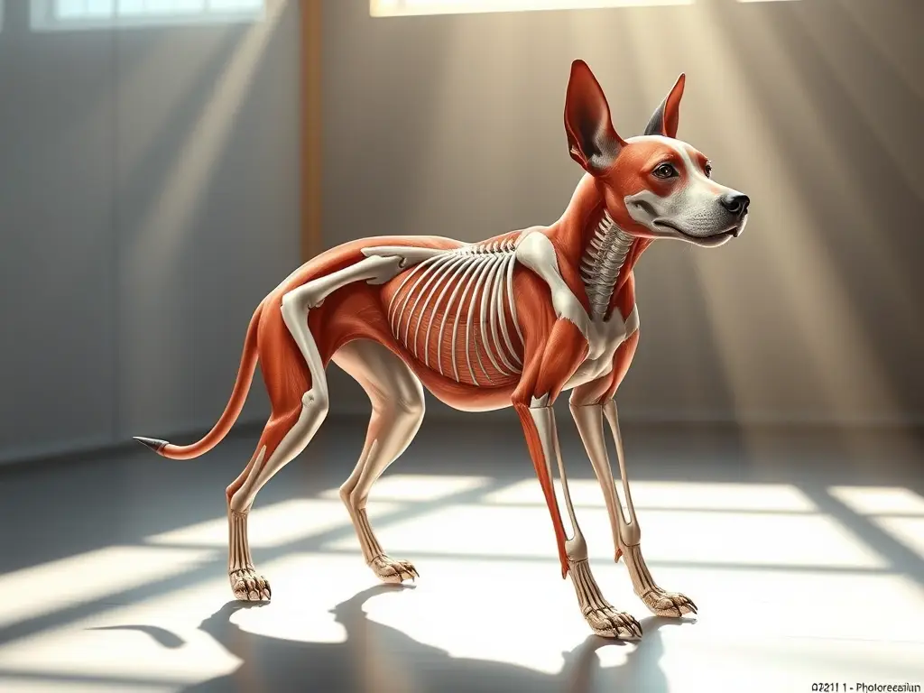 Ilustración realista de perro anatomica con precisión