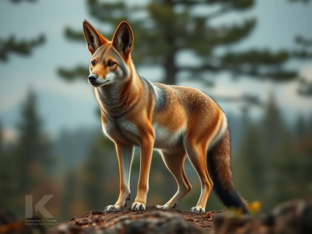 CanislatransThamnos fotorealista en un bosque de otoño