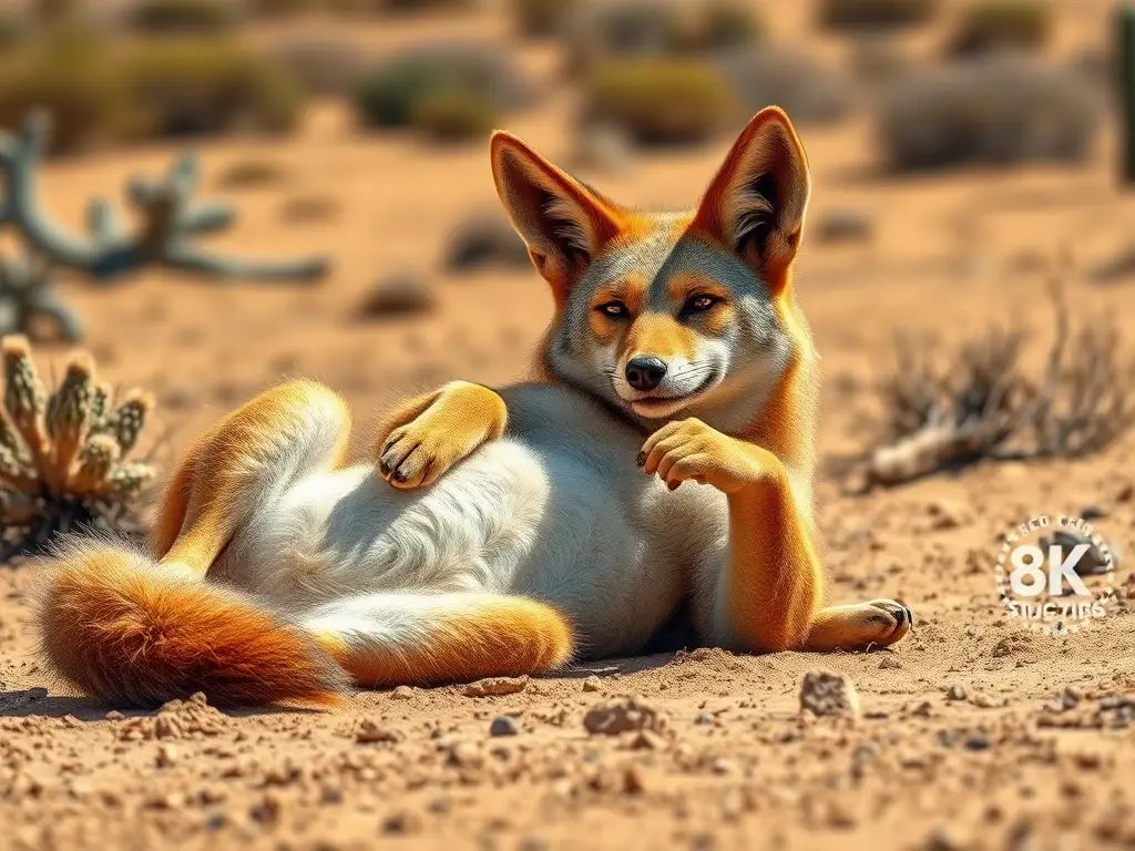 Un coyote del desierto realista, detallado, en un paisaje desértico