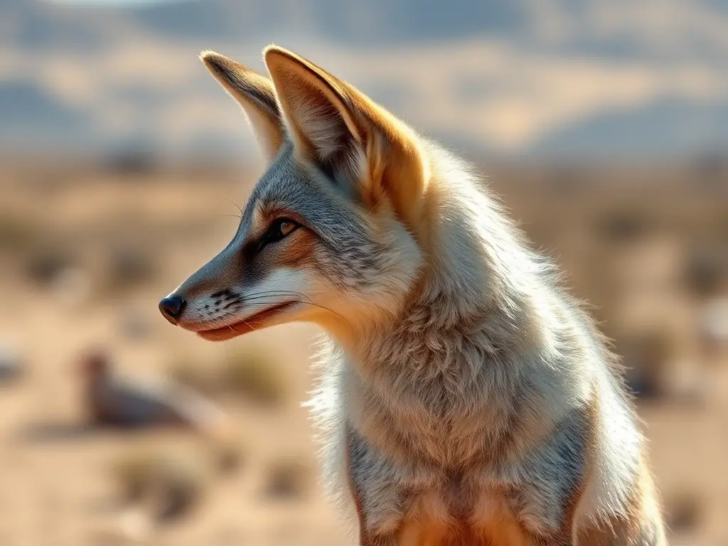 Foto realista de zorro gris con detalle