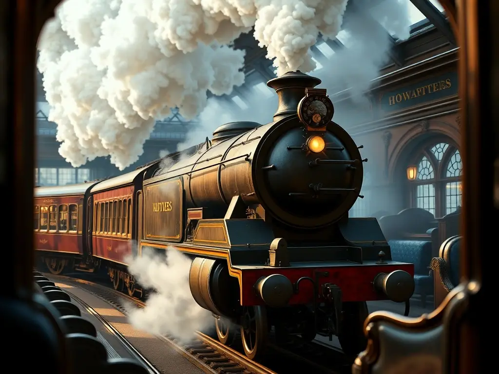 Fotorealistic evocadora de Hogwarts Express en 8K, sin texto ni logos