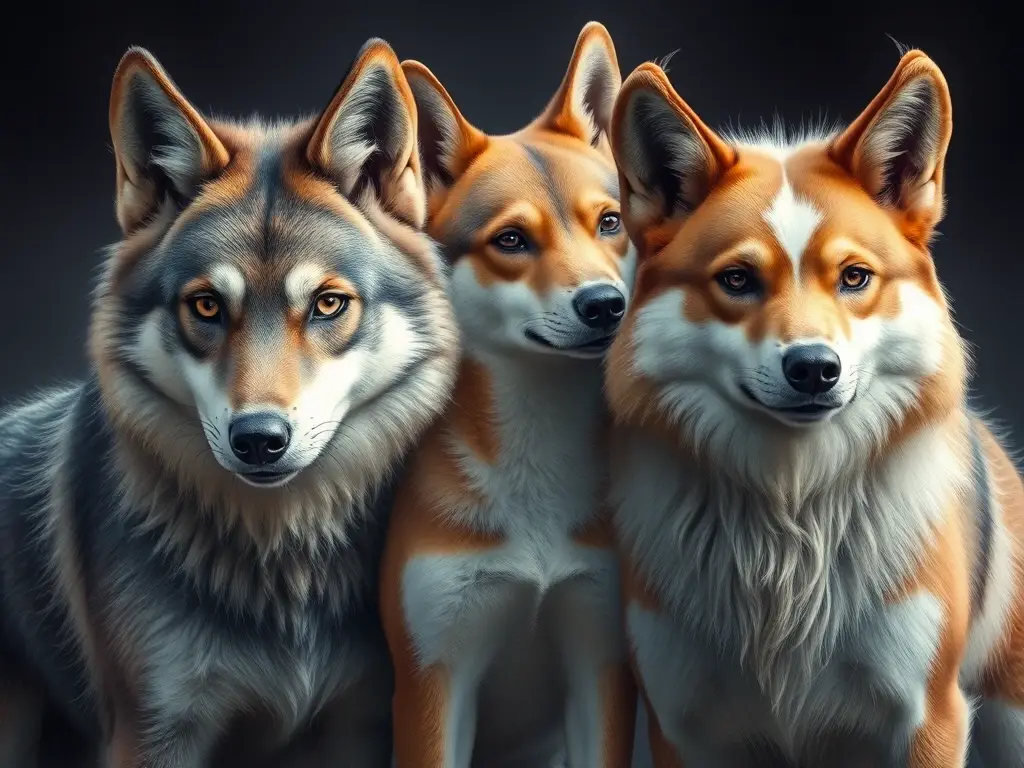 Fotografía realista de tres híbridos majestuosos