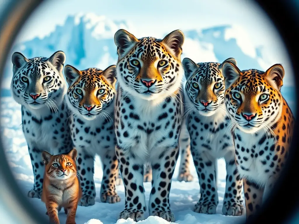 Un caleidoscopio de felinos híbridos en una tundra polar